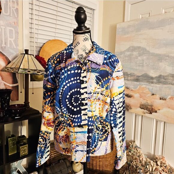 New Requirements Geometric Print Swirl Detail Lightweight Jacket. XL Fit - Picture 10 of 12